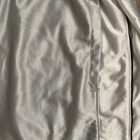 Mens size small silver Champion brand shorts with white strip and black piping. - Picture 3 of 9